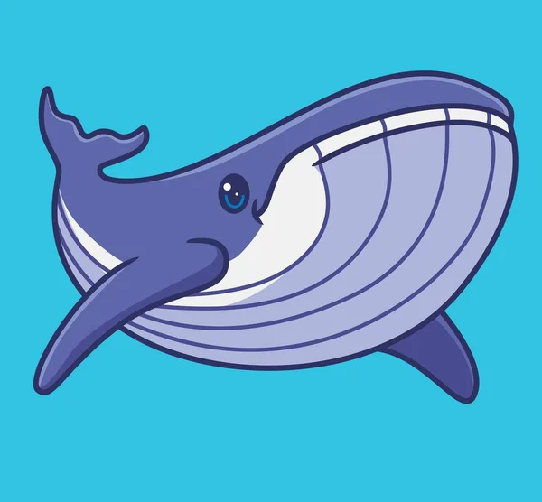 Cute Blue Whale Purple Isolated Cartoon Animal Illustration Flat Style — Vector de stock