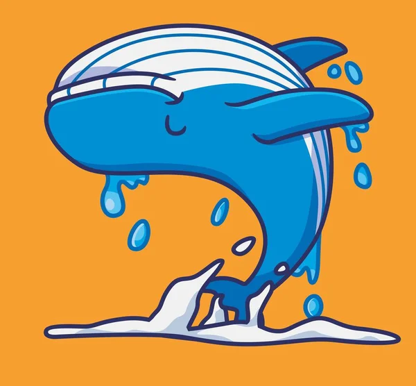 Cute Blue Whale Jump Isolated Cartoon Animal Illustration Flat Style — Image vectorielle