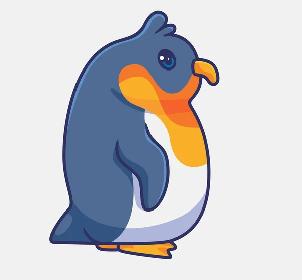 Cute Yellow Neck Penguin Isolated Cartoon Animal Illustration Flat Style — Stok Vektör