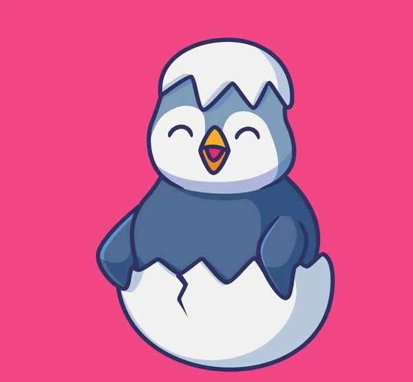 Cute Hatching Penguin Egg Isolated Cartoon Animal Illustration Flat Style — Stock Vector