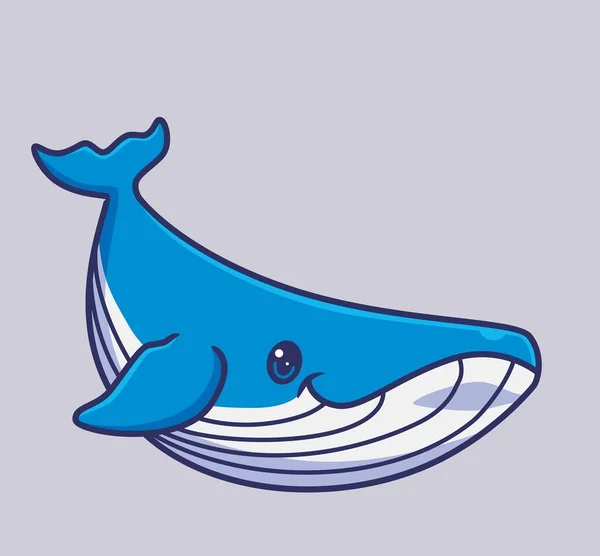 Cute Blue Whale Swim Isolated Cartoon Animal Illustration Flat Style Illustrazioni Stock Royalty Free