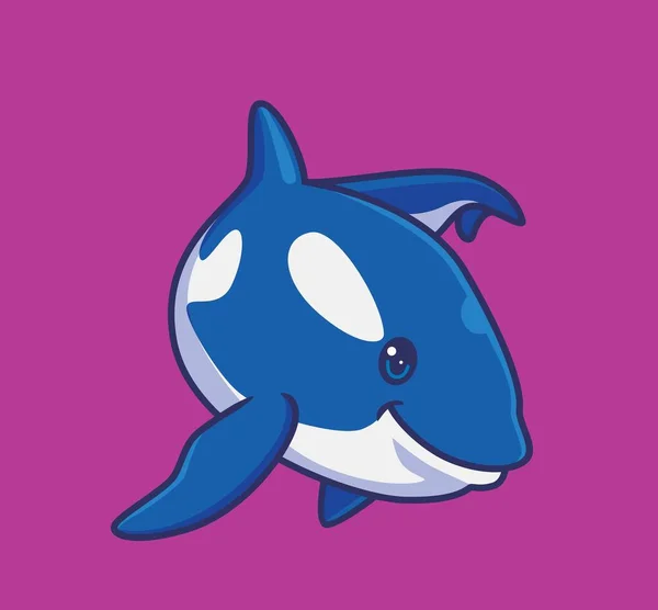 Cute Killer Whale Movement Isolated Cartoon Animal Illustration Flat Style Vettoriale Stock