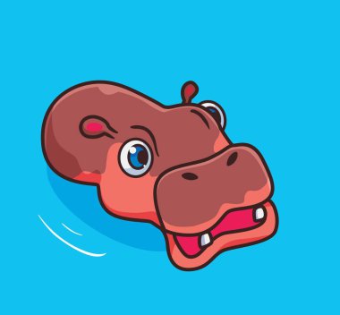 cute cartoon hippopotamus bathing. isolated cartoon animal illustration vector