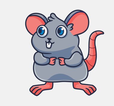 cute cartoon mouse happy. isolated cartoon animal illustration vector