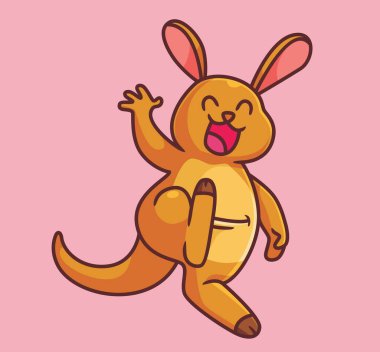 cute cartoon kangaroo greeting. isolated cartoon animal illustration vector