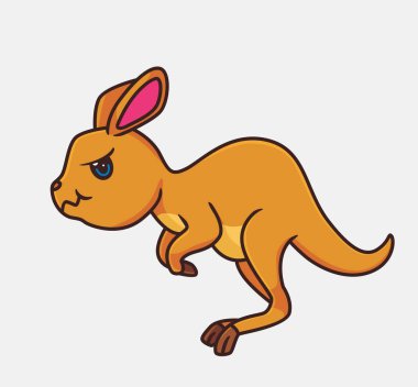cute cartoon kangaroo jumping. isolated cartoon animal illustration vector