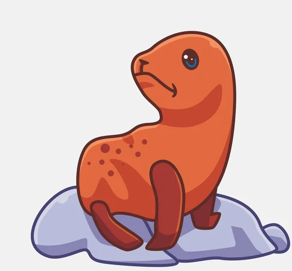 Cute Seal Animal Coast Isolated Cartoon Animal Illustration Flat Style — Wektor stockowy