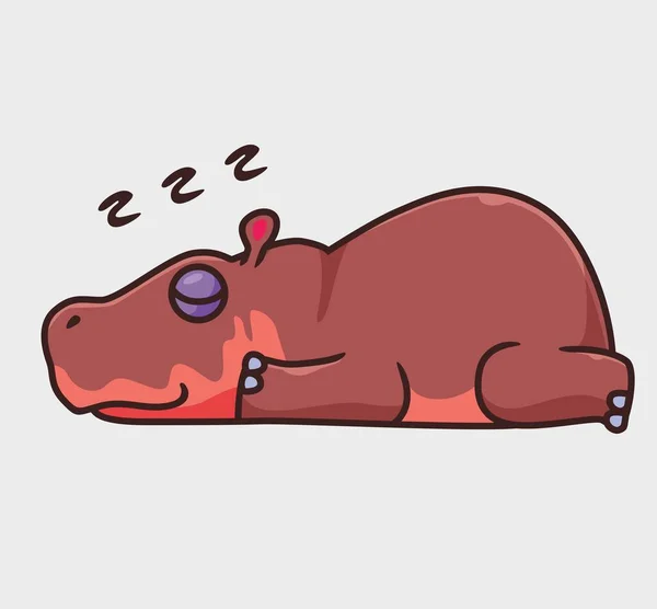 Cute Hippopotamus Sleeping Isolated Cartoon Animal Illustration Vector — Wektor stockowy