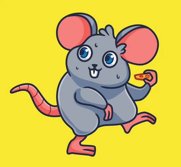 Cute Cartoon Mouse Fear Thief Isolated Cartoon Animal Illustration Vector — Archivo Imágenes Vectoriales