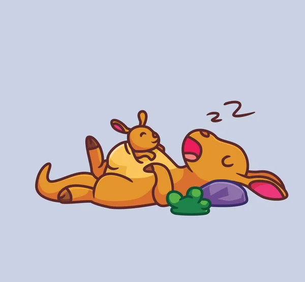 Cute Cartoon Kangaroo Sleeping Baby Isolated Cartoon Animal Illustration Vector — ストックベクタ