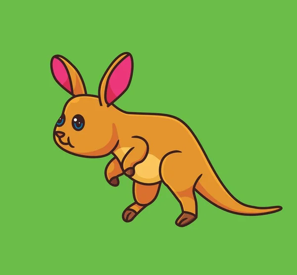 Cute Cartoon Kangaroo Isolated Cartoon Animal Illustration Vector — Stok Vektör