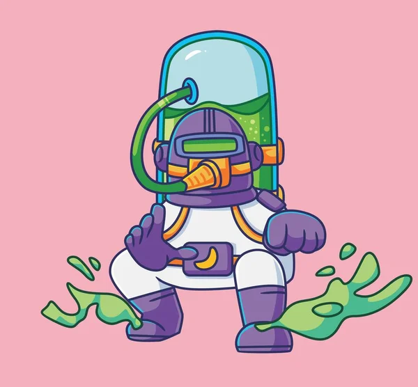 Cute Astronaut Pose Isolated Cartoon Person Illustration Flat Style Vector — Stockový vektor