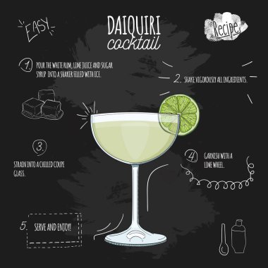 El yapımı Daiquiri Yaz Kokteyli. İçindekilerle birlikte tahtada iç