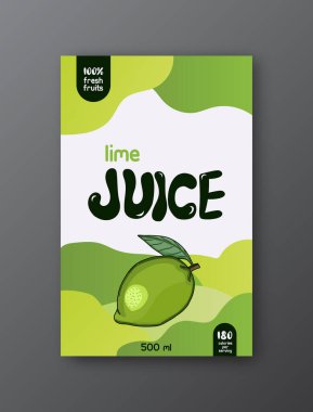 Limon suyu etiketi şablonu. Modern vektör paketleme tasarımı düzeni. İzole edilmiş