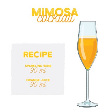 El Renkli Mimosa Yaz Kokteyli. İçindekilerle birlikte iç