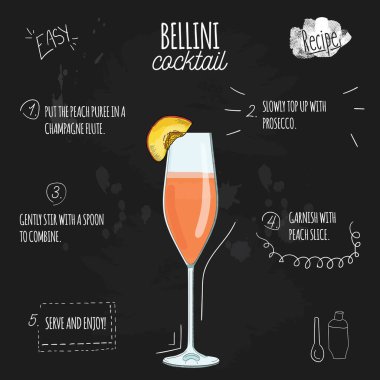 Bellini Kokteyl Çizim Tarifi tahtada