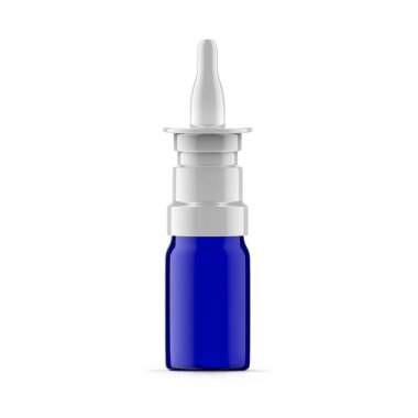 5 ml Mavi Cam Burun Spreyi Şişesi. İzole edilmiş