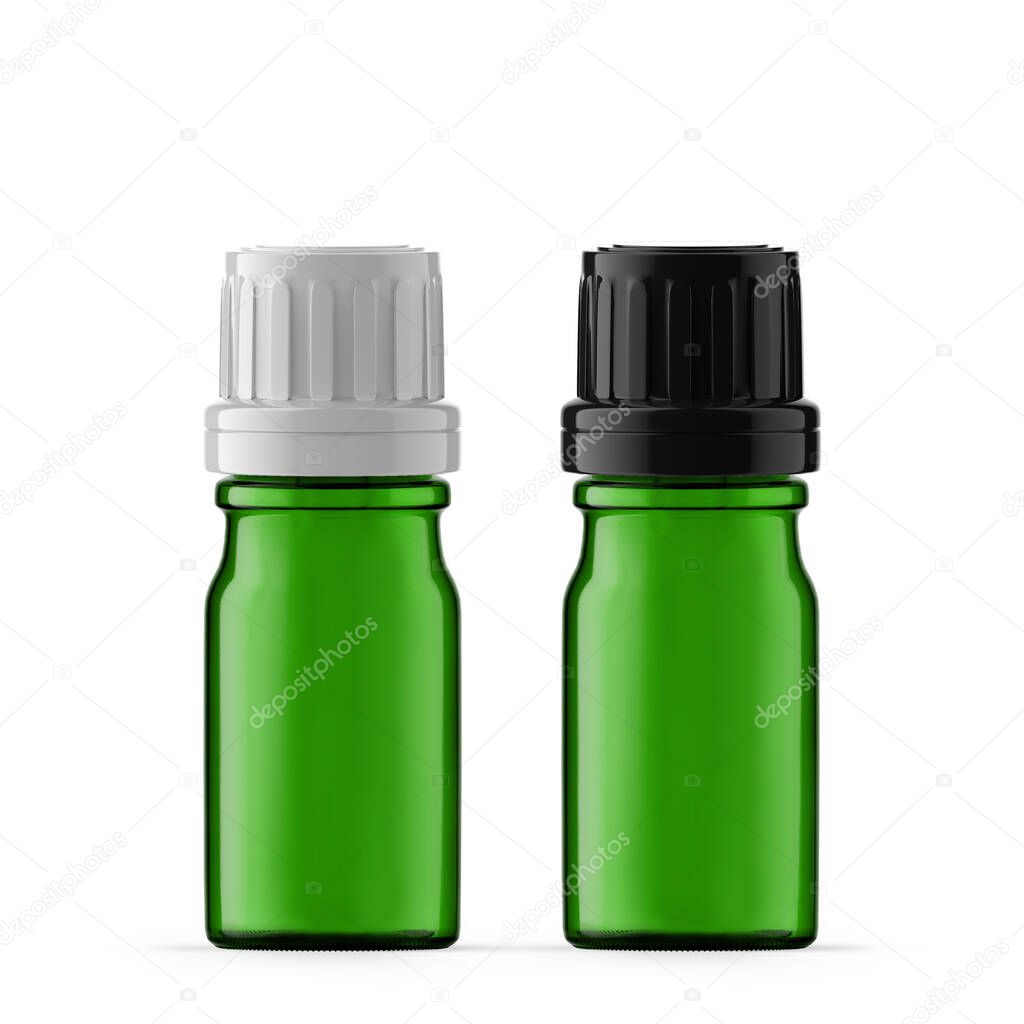 5 ml Green Glass Essential Oil Bottle. Isolated