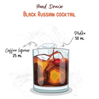 El Çizimi Siyah Rus Yazı Kokteyl İçeceği İçecekleri El Yazısı Tarifi