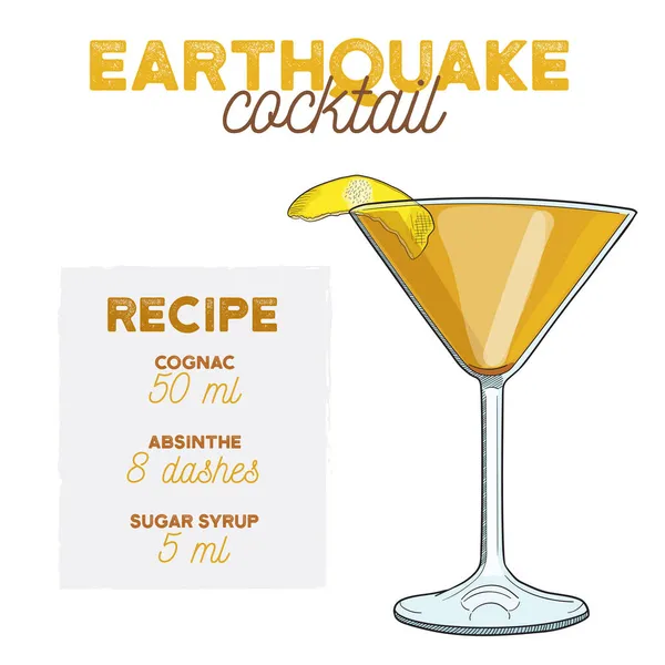 Earthquake Cocktail Illustration Recipe Drink Ingredients — Stock Vector