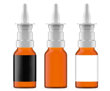15 ml Amber cam burun spreyi şişesi. İzole edilmiş