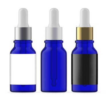 15 ml Mavi Cam Düşürme Şişesi. İzole edilmiş