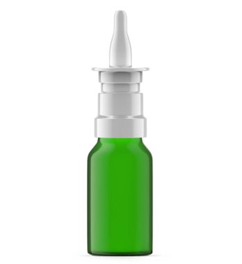 15 ml yeşil cam burun spreyi şişesi. İzole edilmiş