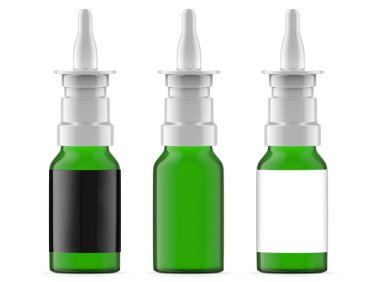 15 ml Yeşil Cam Burun Spreyi Şişesi. İzole edilmiş