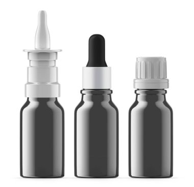 15 ml gümüş cam şişe seti. Burun spreyi, Temel Yağ ve Düşürme Şişesi. İzole edilmiş