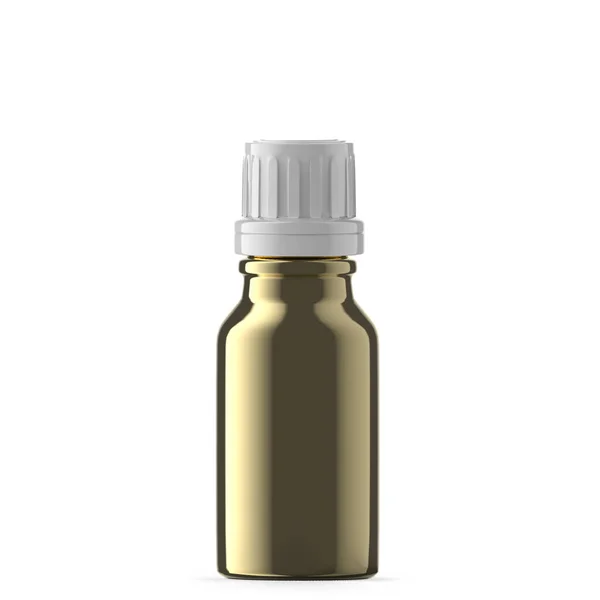Gold Glas Ätherisches Flasche Isoliert — Stockfoto