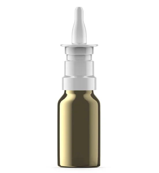 Frasco Pulverização Nasal Vidro Dourado Isolados — Fotografia de Stock