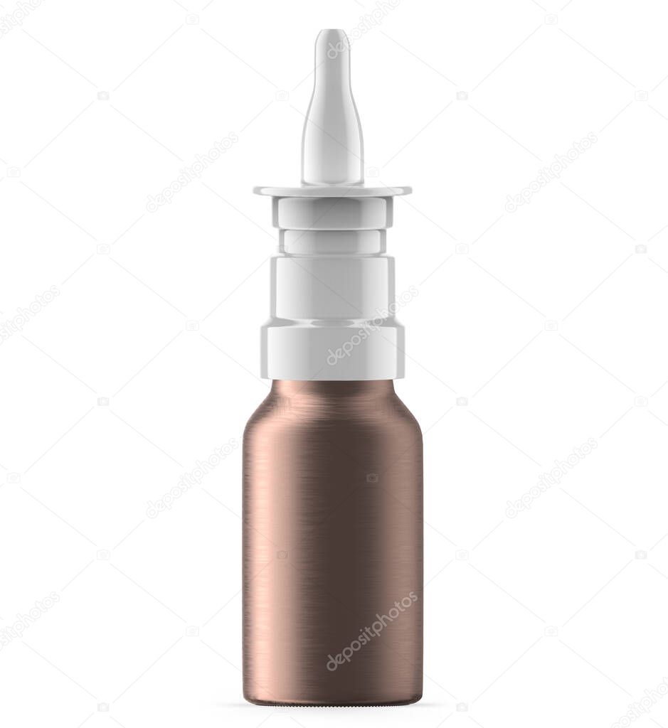 15 ml rose gold glass nasal spray bottle. Isolated