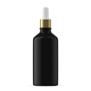 100 ml 3 ons siyah cam düşürücü şişe. İzole edilmiş