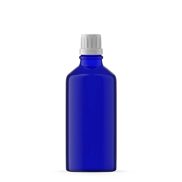 Bouteille Huile Essentielle Verre Bleu 100Ml Isolé — Photo