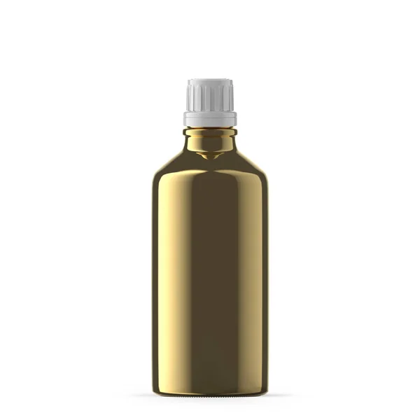 100 Guld Glas Eterisk Olja Flaska Isolerad — Stockfoto