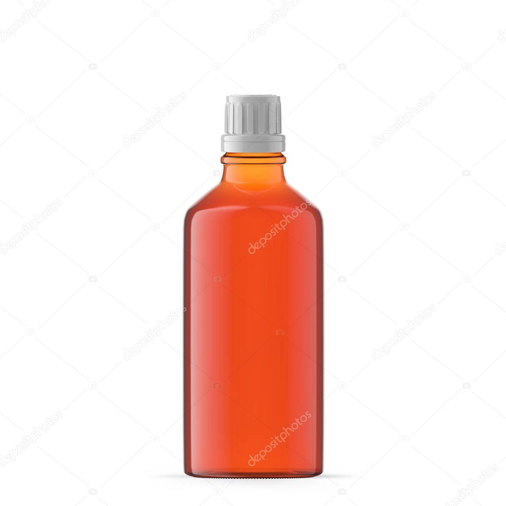 100ml 3 oz amber glass essential oil bottle. Isolated