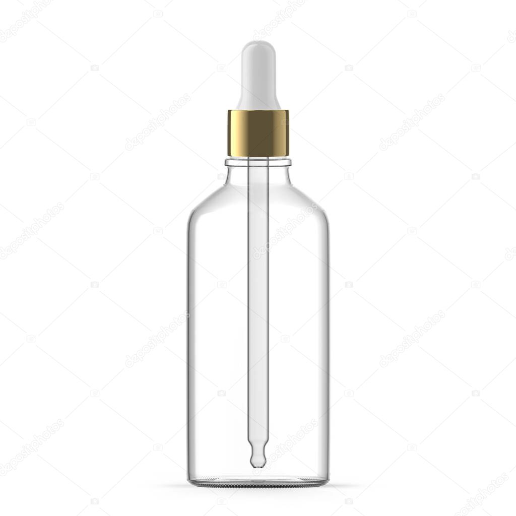 100ml 3 oz clear dropper bottle. Isolated