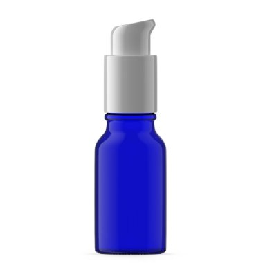 15 ml Mavi Cam Pompa Şişesi. İzole edilmiş