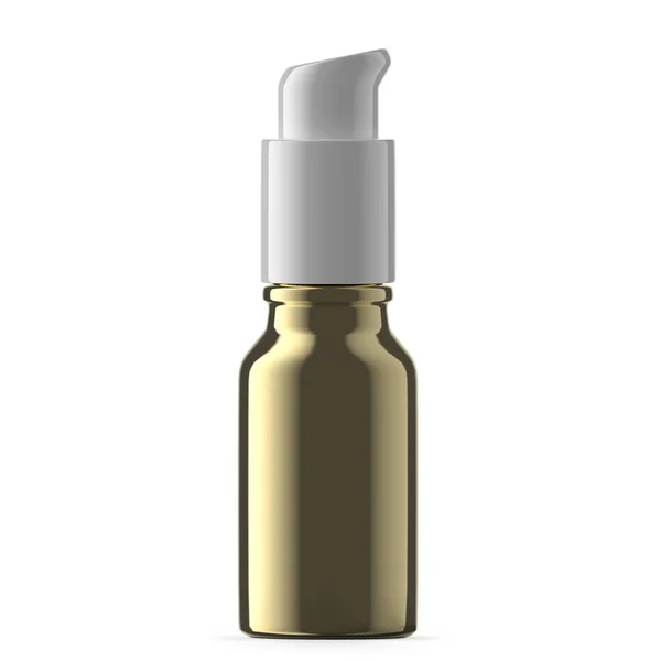 15Ml Gold Glass Pump Bottle Isolated — Stockfoto