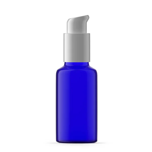 30Ml Blue Glass Pump Bottle Isolated — Fotografia de Stock