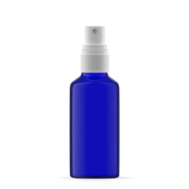 50ml Blue Glass Mist Spray Bottle. Isolated