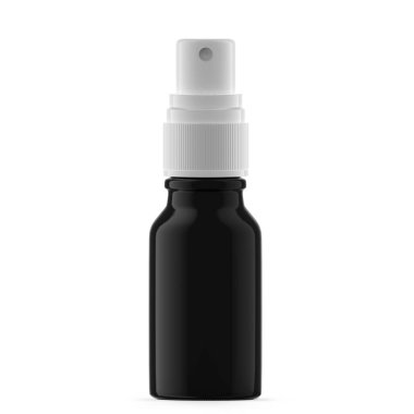 15ml Black Glass Mist Spray Bottle. Isolated