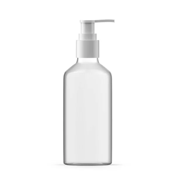 100Ml Clear Glass Pump Dispenser Bottle Isolated — Stock Photo, Image