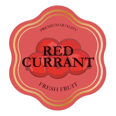 Kırmızı Frenk üzümü meyve damgası logo etiketi şablonu