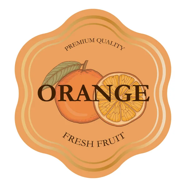 Orange Fruit Stamp Badge Logo Sticker Template — Vetor de Stock
