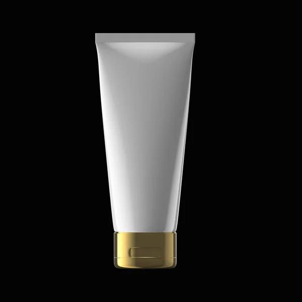 100Ml Cosmetic Gold Tube Beauty Black Background Isolated — Stok fotoğraf