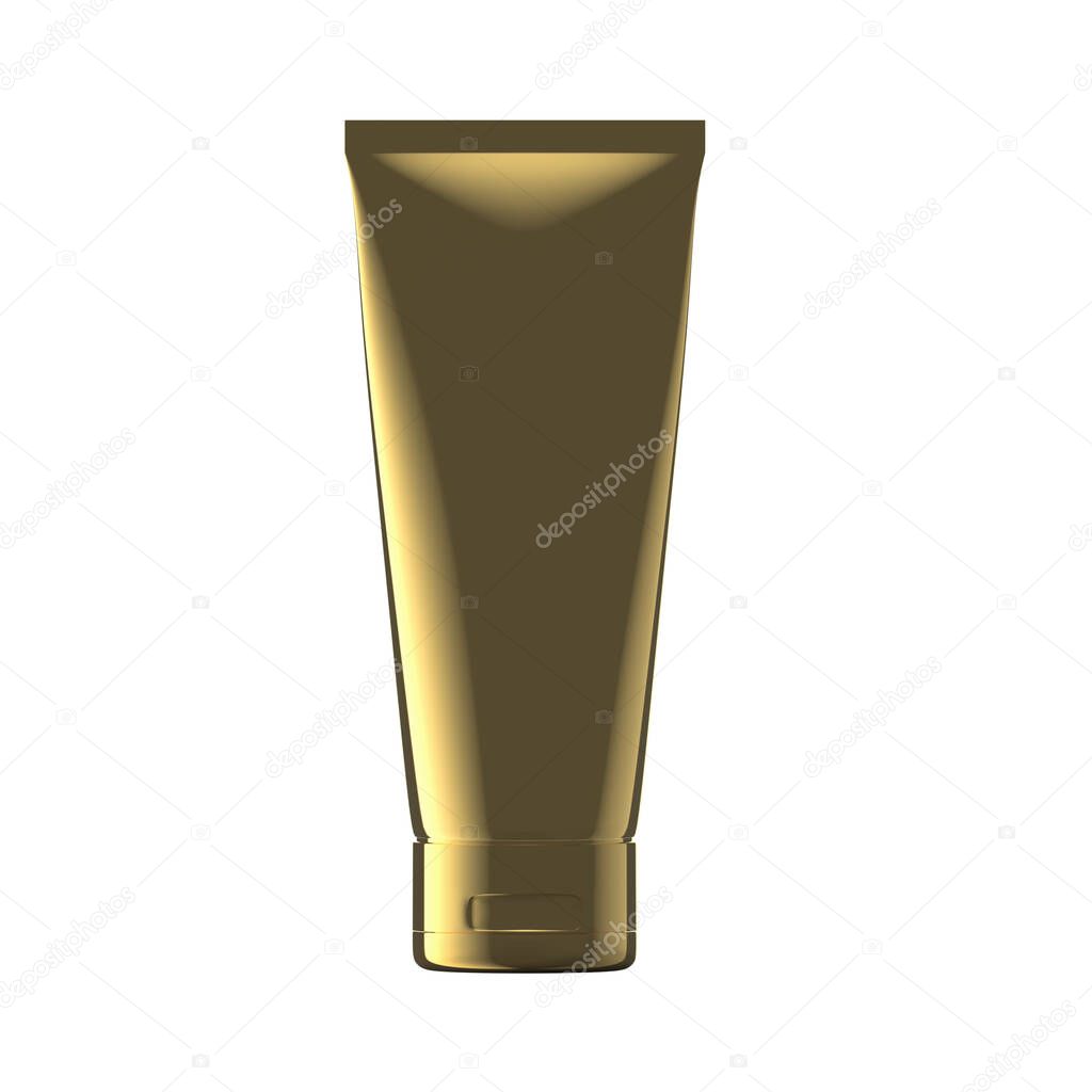 100ml cosmetic tube beauty gold isolated