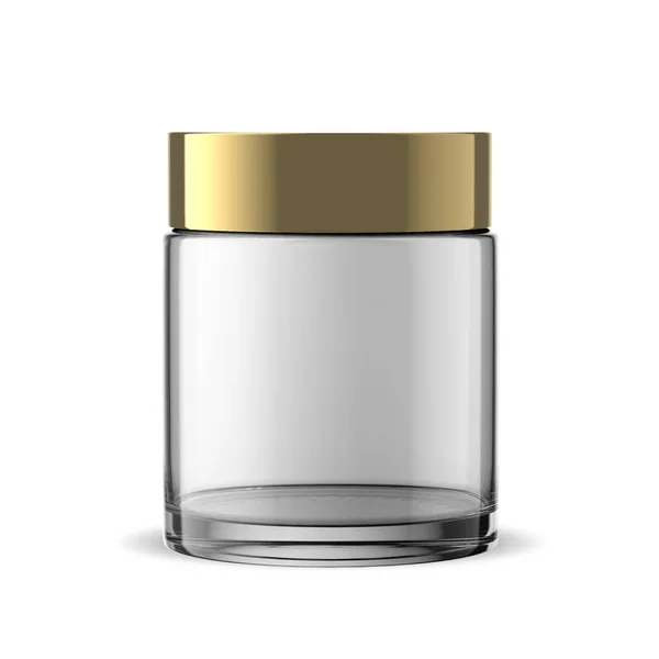 100G Clear Glass Jar Cosmetic Gold Container Isolated — Stockfoto