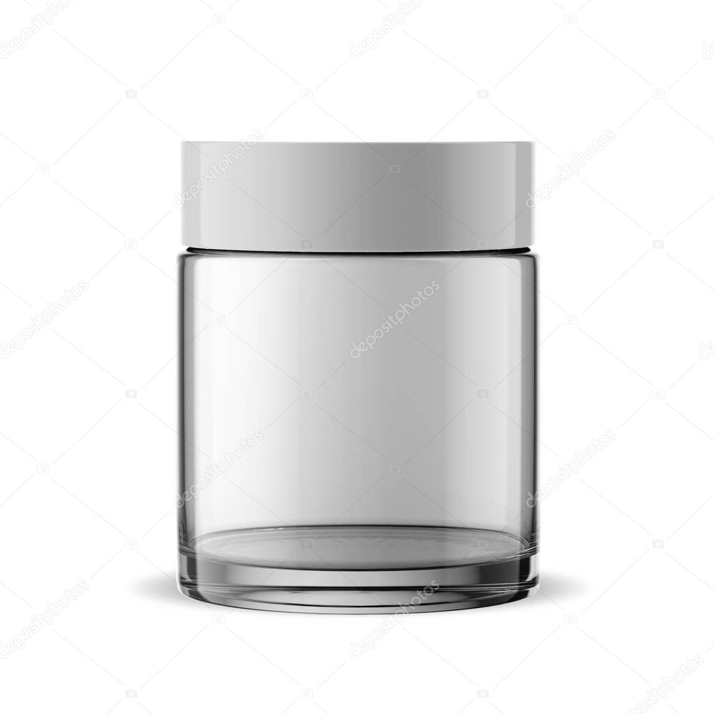100g clear glass jar cosmetic container isolated