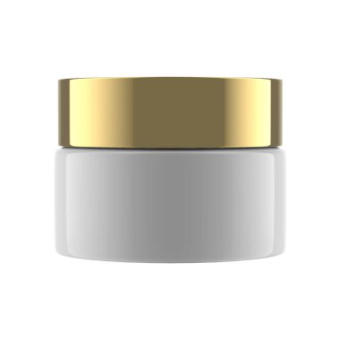 5g plastic jar cosmetic container white gold cap isolated